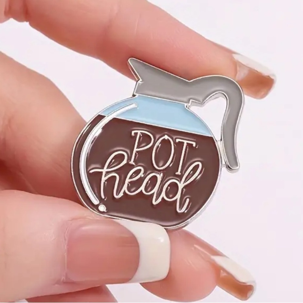 3/$25 Coffee Pot “Pot Head” Coffee Lovers Funny Unisex Pin